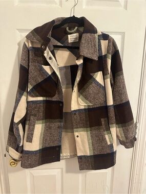 Ashley By 26 International Brown & Cream Plaid Jacket
